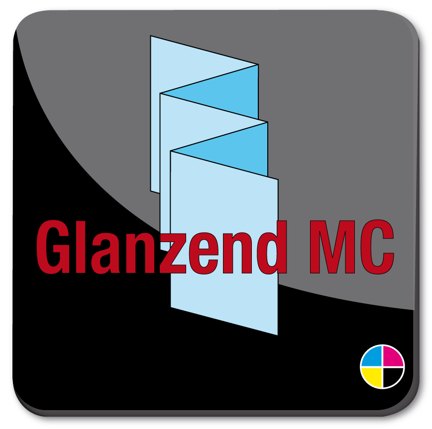 Toon details van 5.0 Flyers gevouwen met 4 slagen parallel zigzag op glanzend MC